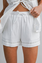 CAMBRIE GAUZE TRIM TOP AND SHORTS SET