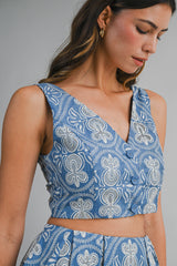 JEMMA EMBROIDERED CROP VEST AND SKIRT SET