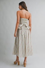 YSABELLE FLORAL WALL PAPER TOP AND SKIRT SET