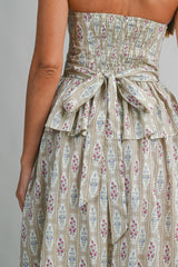 YSABELLE FLORAL WALL PAPER TOP AND SKIRT SET