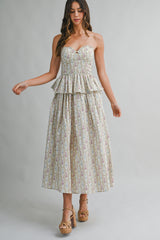 YSABELLE FLORAL WALL PAPER TOP AND SKIRT SET