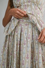 YSABELLE FLORAL WALL PAPER TOP AND SKIRT SET