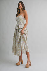 YSABELLE FLORAL WALL PAPER TOP AND SKIRT SET
