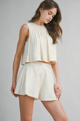 AMELINE PLEATED TOP AND SHORTS SET