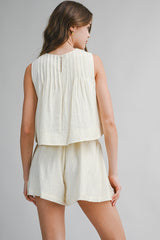 AMELINE PLEATED TOP AND SHORTS SET