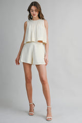 AMELINE PLEATED TOP AND SHORTS SET