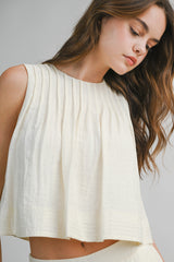 AMELINE PLEATED TOP AND SHORTS SET