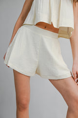 AMELINE PLEATED TOP AND SHORTS SET