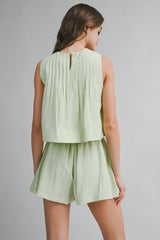 AMELINE PLEATED TOP AND SHORTS SET