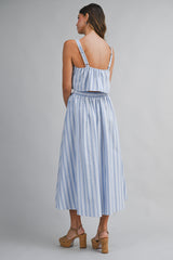 AMELIE STRIPE STRAP SHOULDER TOP AND SKIRT SET