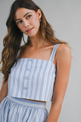 AMELIE STRIPE STRAP SHOULDER TOP AND SKIRT SET