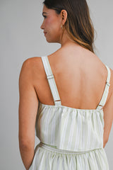 AMELIE STRIPE STRAP SHOULDER TOP AND SKIRT SET