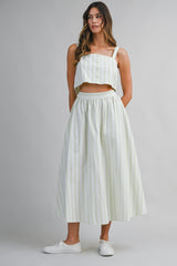 AMELIE STRIPE STRAP SHOULDER TOP AND SKIRT SET