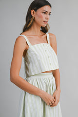 AMELIE STRIPE STRAP SHOULDER TOP AND SKIRT SET