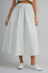 AMELIE STRIPE STRAP SHOULDER TOP AND SKIRT SET