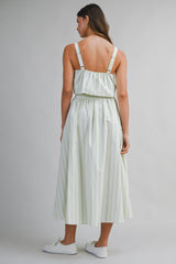 AMELIE STRIPE STRAP SHOULDER TOP AND SKIRT SET