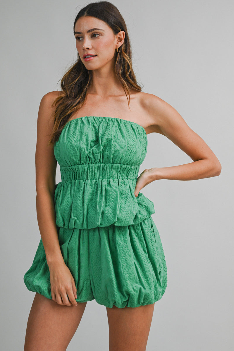 QUINLEY EMBROIDERED TUBE TOP AND SHORTS SET – Mable Clothing