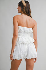 QUINLEY EMBROIDERED TUBE TOP AND SHORTS SET