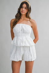 QUINLEY EMBROIDERED TUBE TOP AND SHORTS SET
