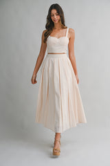 EVERLY GINGHAM TOP AND MIDI SKIRT SET