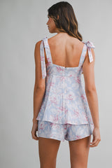 LRIE FLORAL PRINTED TOP AND SHORTS SET
