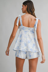 LRIE FLORAL PRINTED TOP AND SHORTS SET
