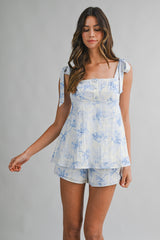 LRIE FLORAL PRINTED TOP AND SHORTS SET