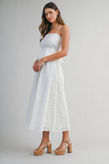 ASHLEY EYELET PEPLUM TOP AND MIDI SKIRT SET