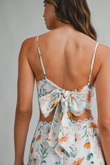 URSULA FLORAL BACK BOW TOP AND SKIRT SET