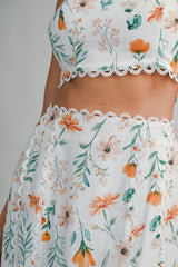 URSULA FLORAL BACK BOW TOP AND SKIRT SET