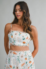 URSULA FLORAL BACK BOW TOP AND SKIRT SET