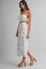 URSULA FLORAL BACK BOW TOP AND SKIRT SET