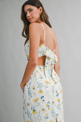 URSULA FLORAL BACK BOW TOP AND SKIRT SET
