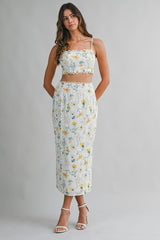 URSULA FLORAL BACK BOW TOP AND SKIRT SET