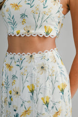 URSULA FLORAL BACK BOW TOP AND SKIRT SET