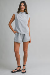 HARLEN HALF ZIP UP TANK OP AND SHORTS SET