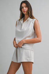 HARLEN HALF ZIP UP TANK OP AND SHORTS SET
