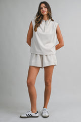 HARLEN HALF ZIP UP TANK OP AND SHORTS SET