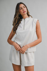 HARLEN HALF ZIP UP TANK OP AND SHORTS SET