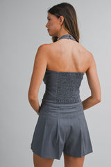 AVELINE HALTER NECK TOP AND SKORT SET