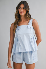 SIA TRIM SHOULDER DETAIL TOP AND SHORTS SET