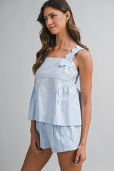 SIA TRIM SHOULDER DETAIL TOP AND SHORTS SET