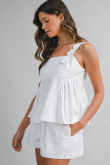 SIA TRIM SHOULDER DETAIL TOP AND SHORTS SET