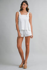 SIA TRIM SHOULDER DETAIL TOP AND SHORTS SET