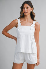 SIA TRIM SHOULDER DETAIL TOP AND SHORTS SET