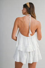 EMBERLY HALTER NECK TOP AND MINI SKIRT SET