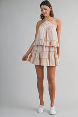 EMBERLY HALTER NECK TOP AND MINI SKIRT SET