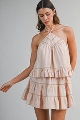 EMBERLY HALTER NECK TOP AND MINI SKIRT SET