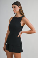 EVELYNN KNITTED SQUARE NECK TOP AND SHORTS SET