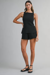 EVELYNN KNITTED SQUARE NECK TOP AND SHORTS SET